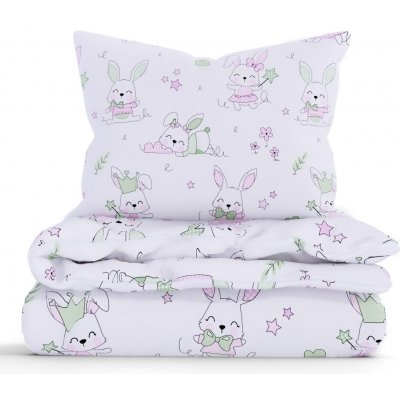 MKLuzkoviny.cz Renforcé do postýlky Králíčci růžové 100 x 135 cm 40 x 60 cm – Zboží Dáma