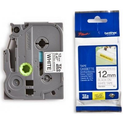 Páska Brother TZE-S231, 12mm, bílá/černá, adhezivní, laminovaná, délka 8m – Zboží Živě