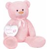 Plyšák BRUBAKER XXL medvídek se srdíčkem Hello Baby dárek pro novorozence růžová 100 cm
