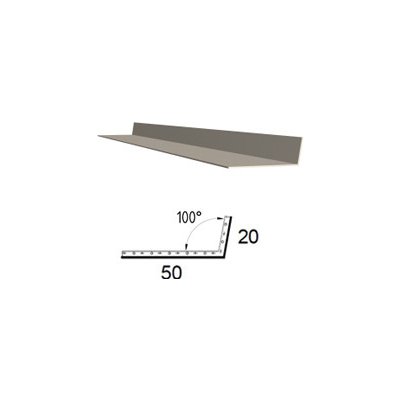 Koutová lišta z poplastovaného plechu Viplanyl 20×50 mm, r. š. 70 mm, úhel 100-110° (vnitřní) – Zboží Mobilmania