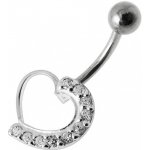 Šperky4U stříbrný piercing do pupíku srdce BP01031-C – Zboží Dáma