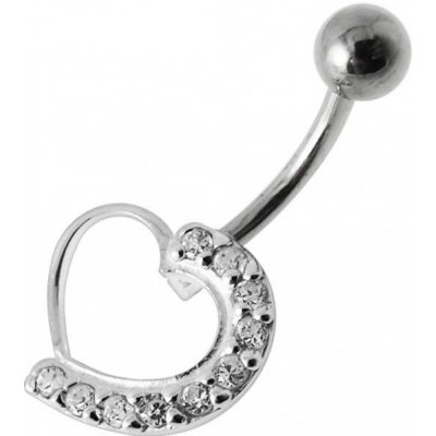 Šperky4U stříbrný piercing do pupíku srdce BP01031-C – Zboží Mobilmania
