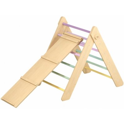 BusyKids Montessori Piklerové trojúhelník s prknem pastelový – Zboží Dáma