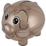 Průhledná plastová pokladnička prasátko hnědé, 11x9cm – Zboží Mobilmania