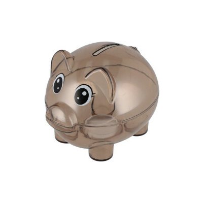 Průhledná plastová pokladnička prasátko hnědé, 11x9cm – Zboží Mobilmania