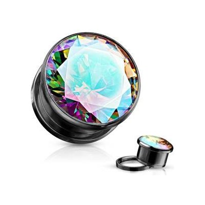 Šperky4U ocelový plug s duhovým kamenem PL01261-03 – Zboží Mobilmania