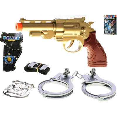 Mikro Trading Policejní set s pistolí 22cm,pouty, odznakem a opaskem – Zboží Mobilmania