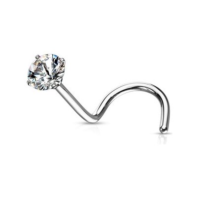 Šperky4U zahnutý piercing do nosu čirý zirkon N0136C-025 – Zboží Mobilmania