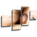 Obraz 4D čtyřdílný - 100 x 60 cm - Blond Girl. Blonde Woman with Blue Eyes Blond Dívka. Blondýnka s modrými očima – Hledejceny.cz