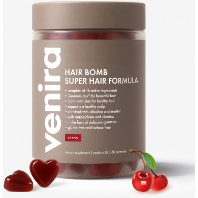 VENIRA Hair bomb gummies super hair formula višeň 60 bonbónů – Hledejceny.cz