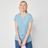 Dámská Trička Blancheporte tričko s tuniským výstřihem a anglickou výšivkou modrošedá