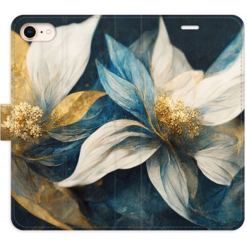 Pouzdro iSaprio Flip s kapsičkami na karty - Gold Flowers Apple iPhone 7 / 8 / SE 2020 / SE 2022