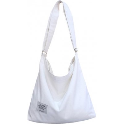 CANDeal Bílá 36cm plátěná taška plátěná taška přes rameno dámy Shopper dámy rameno kabelka dámy plátno Shopper Hobo Bag pro školní cestování