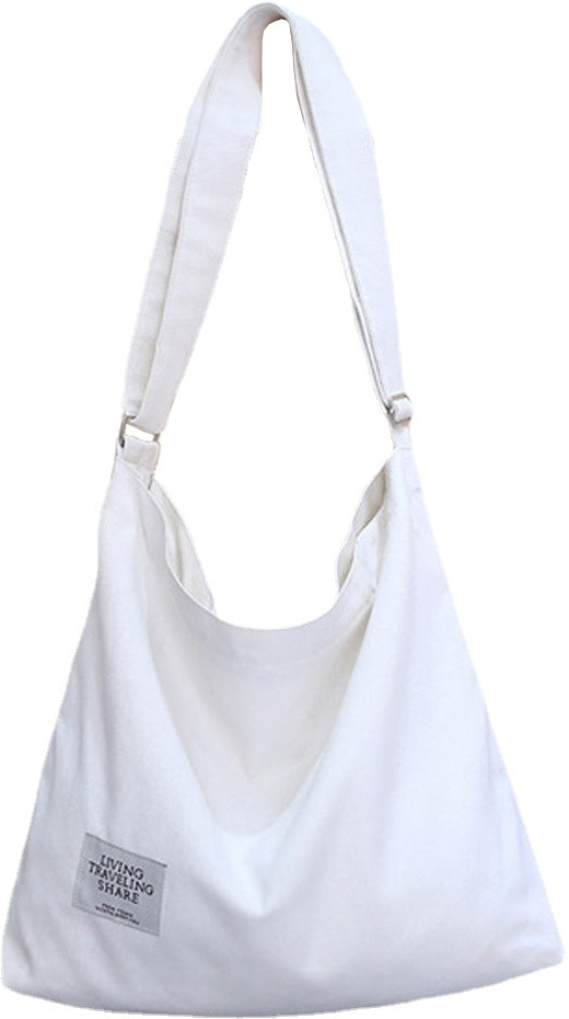 CANDeal Bílá 36cm plátěná taška plátěná taška přes rameno dámy Shopper dámy rameno kabelka dámy plátno Shopper Hobo Bag pro školní cestování
