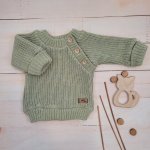 Pletený svetřík pro miminko s knoflíčky Lovely prodloužené náplety khaki – Zboží Mobilmania