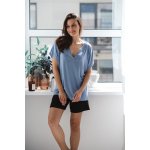 Bambusové těhotenské kojící tričko krátky rukáv Moon Blue – Zboží Dáma