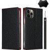 Pouzdro AppleMix Apple iPhone 12 / 12 Pro - kožené - černé / červené