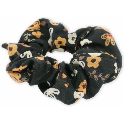 Květinová látková gumička do vlasů Barva: černá – Hledejceny.cz