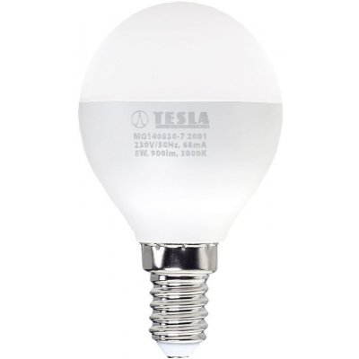 Tesla žárovka LED miniglobe klasik E14, 8W, teplá bílá – Zbozi.Blesk.cz
