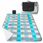 SPRINGOS Pikniková deka 200x150 cm šedo-modrá PM044 – Zboží Mobilmania