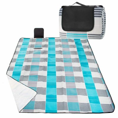 SPRINGOS Pikniková deka 200x150 cm šedo-modrá PM044 – Zboží Mobilmania