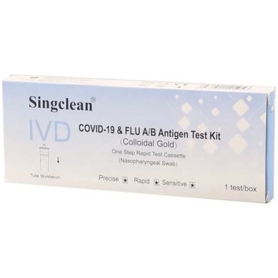Singclean 3v1 Chřipka A/B/SARS-CoV-2 výtěrový test 1 ks – Zboží Dáma