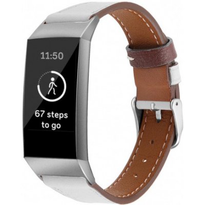 BStrap Leather Italy Large řemínek na Fitbit Charge 3 / 4, white SFI006C07 – Hledejceny.cz