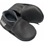 Ebooba kožené capáčky s koženou podrážkou tmavě šedé černá – Zboží Mobilmania