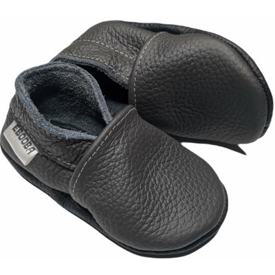 Ebooba kožené capáčky s koženou podrážkou tmavě šedé černá – Zboží Mobilmania