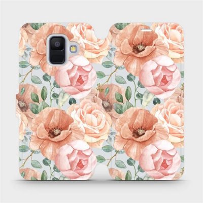 Pouzdro Mobiwear Flip Samsung Galaxy A6 2018 - MP02S Pastelové květy – Zboží Mobilmania
