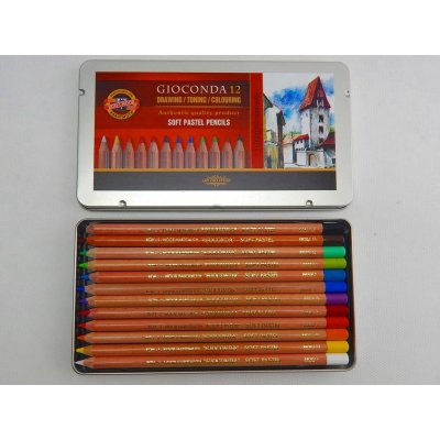 Koh-i-noor křídy prašné umělecké v tužce GIOCONDA souprava 12 ks v plechové krabičce – Zboží Dáma