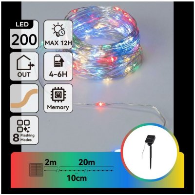 Aigostar B.V. Aigostar - LED Solární řetěz 200xLED/8 funkcí 22m IP65 multicolor 800 mAh B10201ACSI – Hledejceny.cz