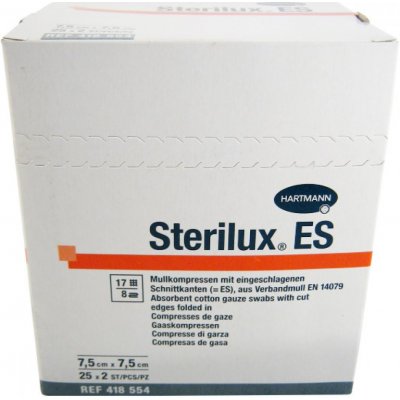 Sterilux gáza kompresní sterilní 7,5 x 7,5 cm 8vrstvý 25 x 2 ks