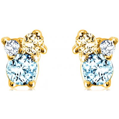 Šperky eshop náušnice ze zlata kamínky v různých velikostech citrín modrý a švýcarský topaz S1GG45.25 – Zboží Mobilmania