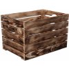 Úložný box ČistéDrevo Opálená dřevěná bedýnka 46 x 32 x 30cm