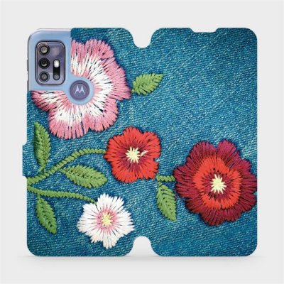 Pouzdro Mobiwear Flipové Motorola Moto G30 - MD05P Džínové květy – Hledejceny.cz