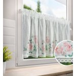 Vitrážková záclona s růžovými květy biela Šírka 150 cm | Dĺžka 60 cm – Hledejceny.cz