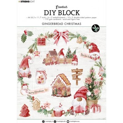 Aladine DIY Blok s výseky Gingerbread Christmas A4 Vánoce z perníku 32 listů