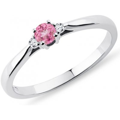 Klenota prsten s růžovým safírem a diamanty v bílém zlatě k0271092 od 12  900 Kč - Heureka.cz