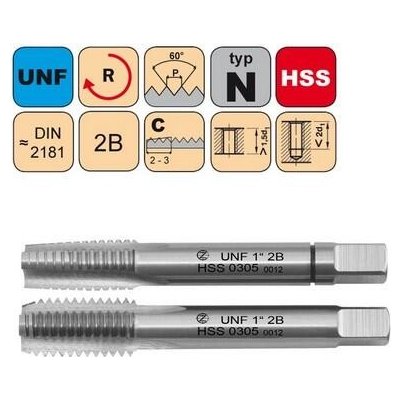 NÁSTROJE CZ Sadový závitník UNF 1"-12 I+III SADA 2B HSS DIN 2181 - 0305 - CZZ0305-UNF-1"-12-SD-2B – Hledejceny.cz