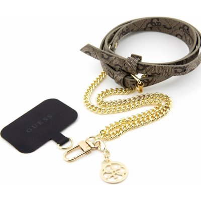 Guess Crossbody Popruh PU 4G Chain with Charm Gold/Brown – Zboží Živě