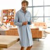 Pánské pyžamo Blancheporte pánská noční košile dl.rukáv pruhovaná popelín nebesky modrá