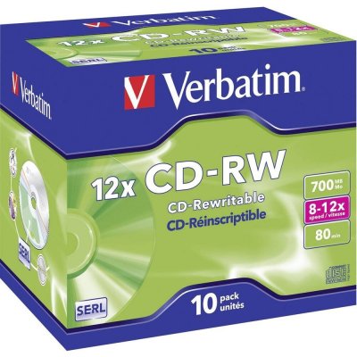 Verbatim CD-RW 700MB 8-12x, jewel, 10ks (43148) – Zboží Mobilmania