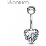 Šperky4U piercing do pupíku srdce titan TIT1058-C – Zboží Dáma