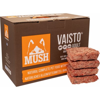 Mush Vaisto Adult hnědé hovězí s jehněčím a lososím mražené BARF 10 kg – Zboží Mobilmania
