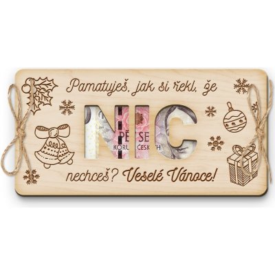 Dřevěná obálka na peníze NIC na Vánoce 20x10cm – Zboží Dáma