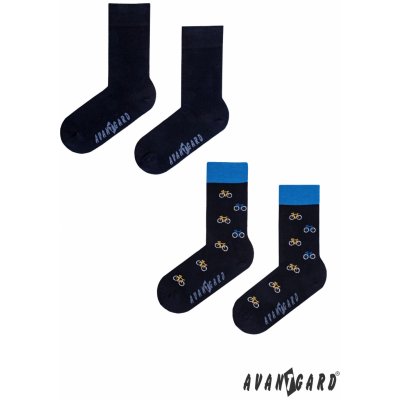 Avantgard Set ponožky 2 páry Modrá / vzor cyklistika a Modrá 778-05011