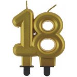 Godan SVÍČKA číslice 18 zlatá metalická 8 cm – Zboží Dáma