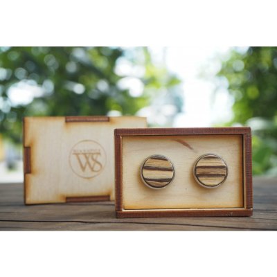 Wood Style manžetové knoflíčky zebráno – Zboží Dáma