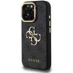 Guess PU 4G Metal Logo Stand Camera Frame pro Aplle iPhone 15 Pro, černá – Zboží Mobilmania